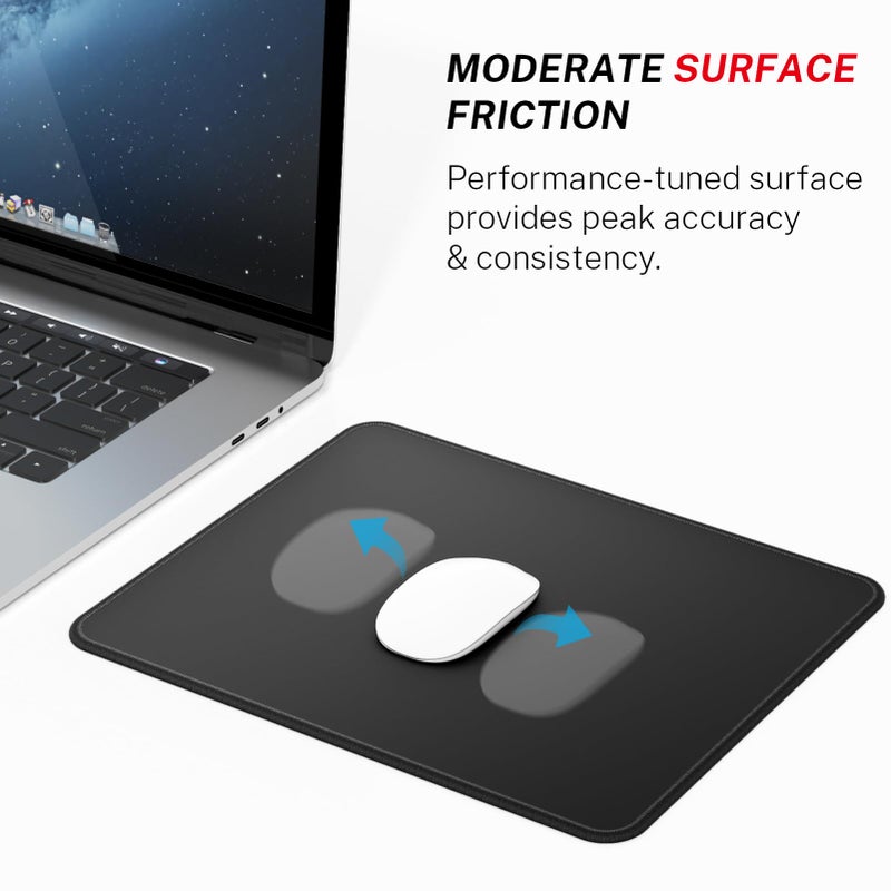 MROCO Large Gaming Mouse Pad [50% Larger] with Non-Slip Rubber Base, Premium-Textured Waterproof Surface, Stitched Edges, Computer & Gaming Mouse Mat for Laptop, Office & Home, 14 x 11 in, Black - Image 2